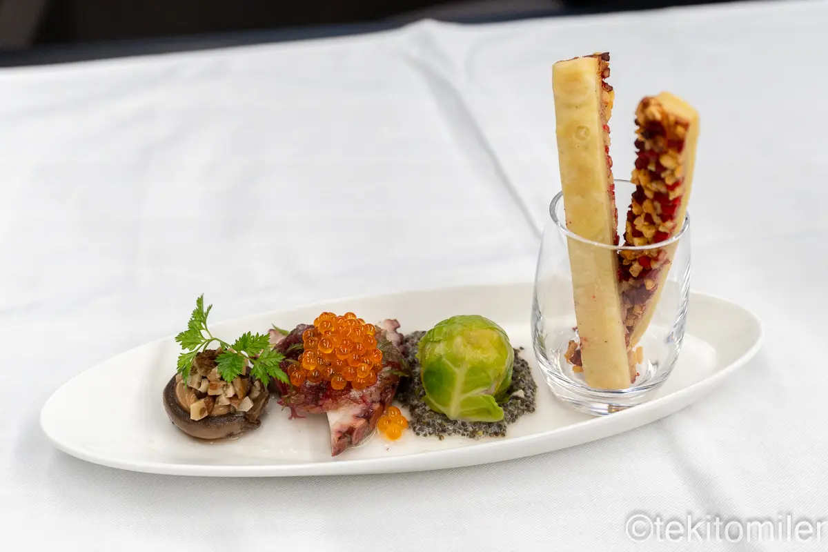 A380ファーストクラスのアミューズ